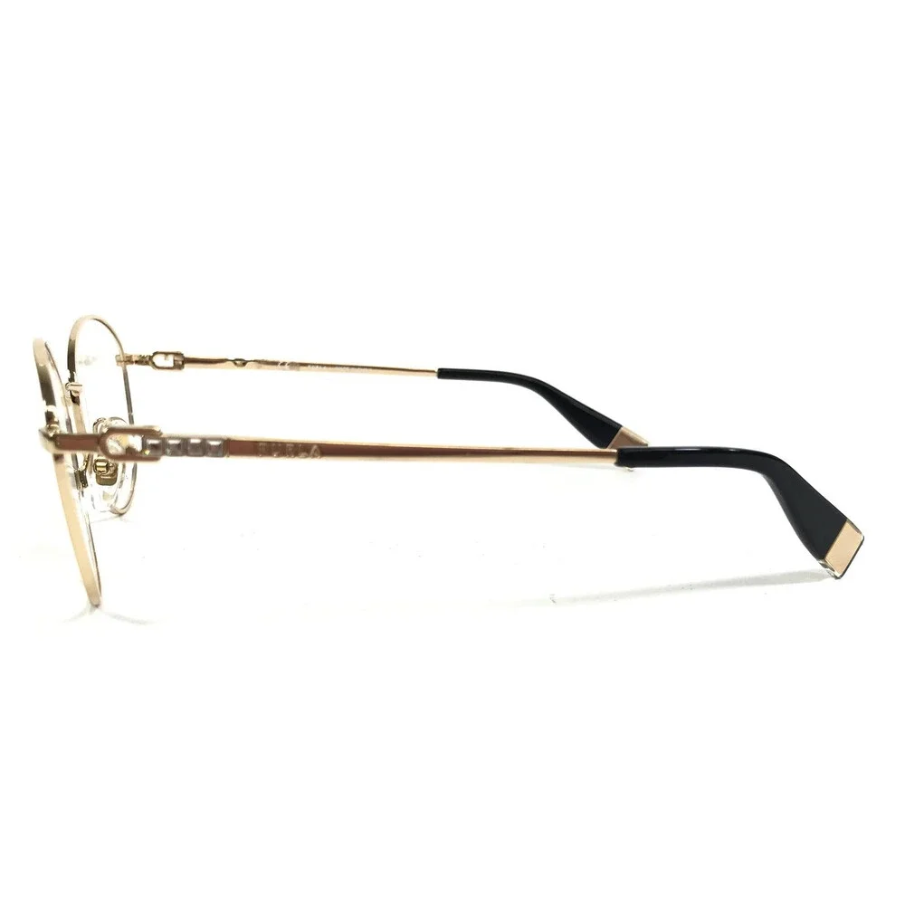 Furla Eyeglasses Frames VFU589S COL.0300 Shiny Gold Crystals Wire Rim 50-19-135